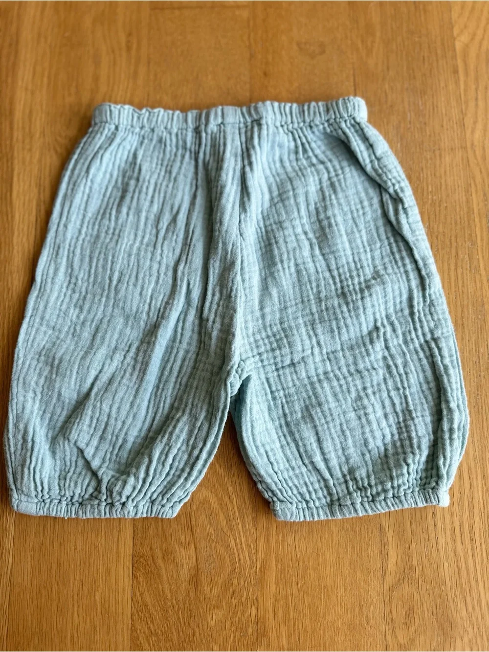 Light Blue Kids Cotton Gauze Shorts with Elastic Waist